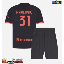 Camisa de Futebol AC Milan Strahinja Pavlovic #31 Equipamento Alternativo Infantil 2026-27 Manga Curta (+ Calças curtas)
